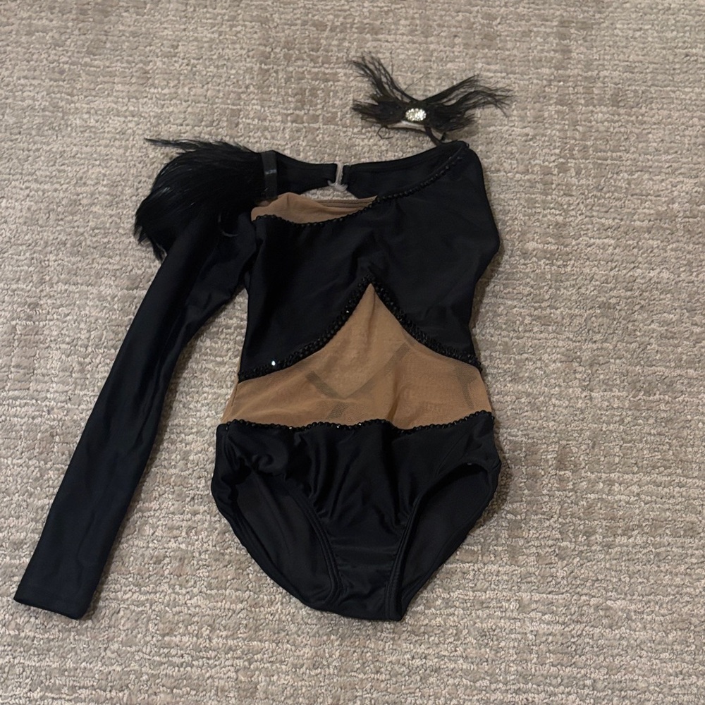 Black and Tan Long Sleeve Leotard